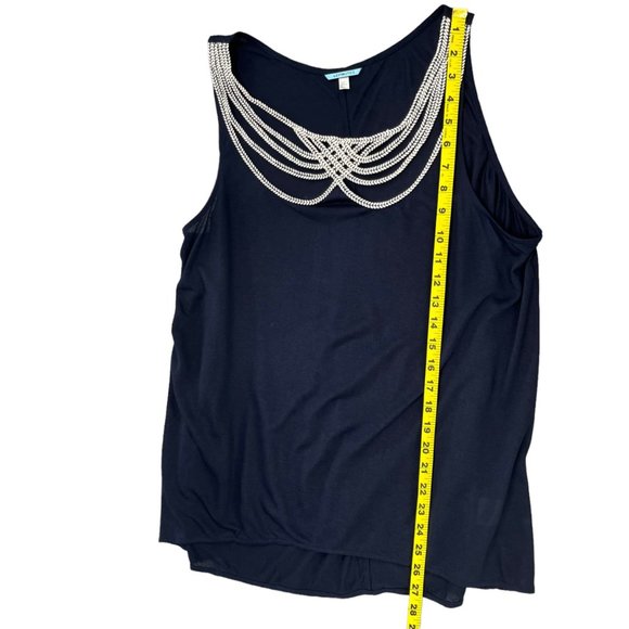 Anthropologie LeifNotes Blouse Womens Navy Decorative Collar Sleeveless Size M - Picture 4 of 9